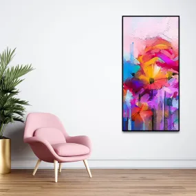 Abstract Colorful Acrylic Painting of Flowers