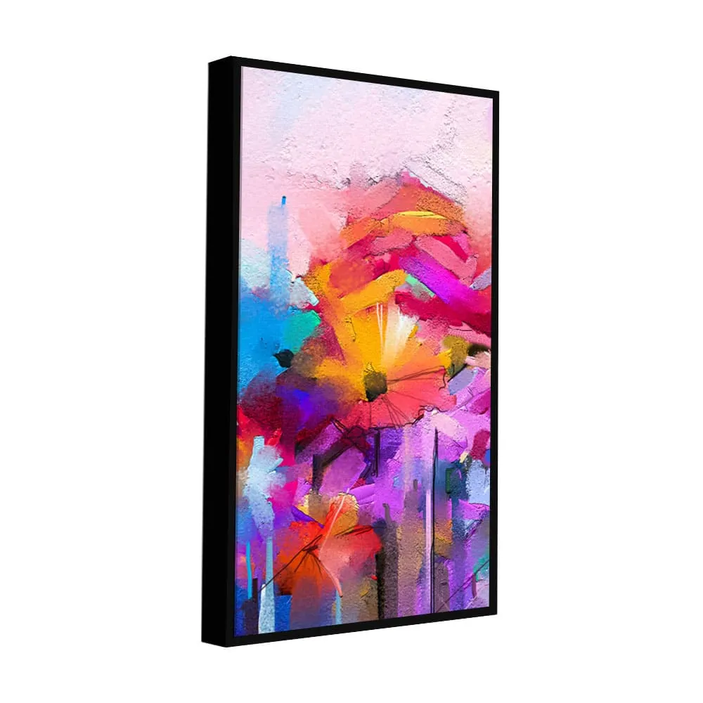 Abstract Colorful Acrylic Painting of Flowers