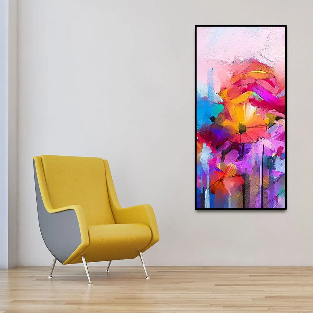 Abstract Colorful Acrylic Painting of Flowers