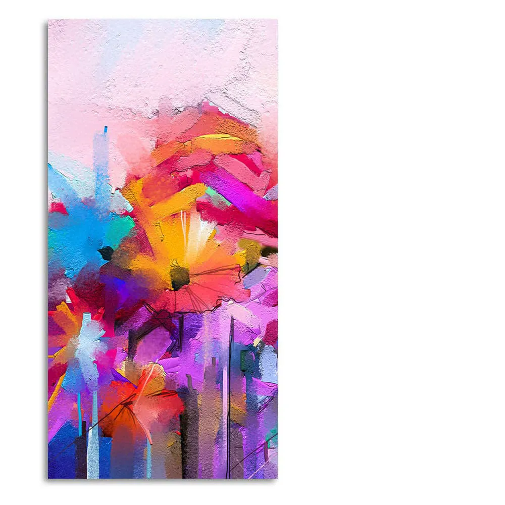 Abstract Colorful Acrylic Painting of Flowers