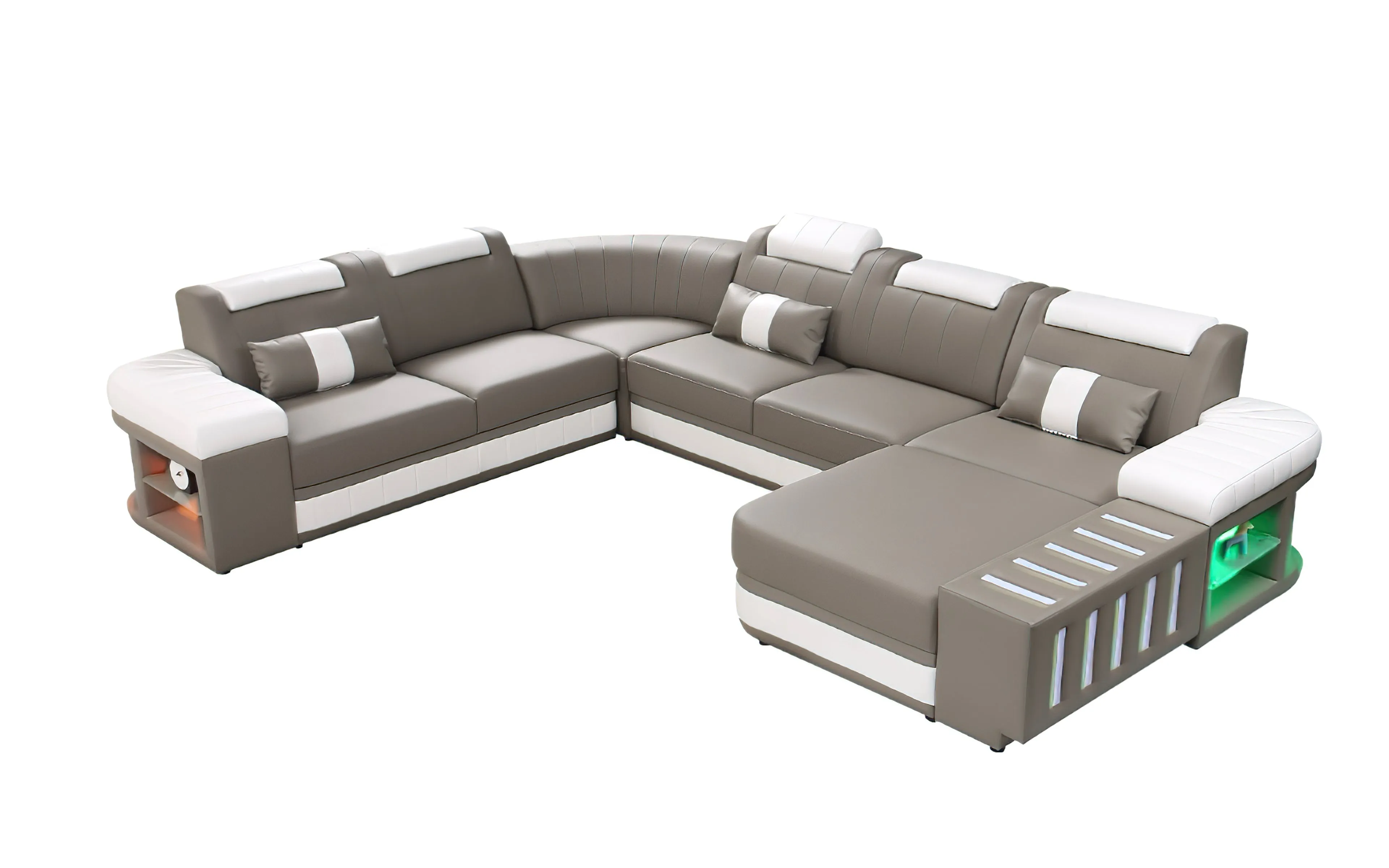 Angelas Modern Leather Sectional with LED Light