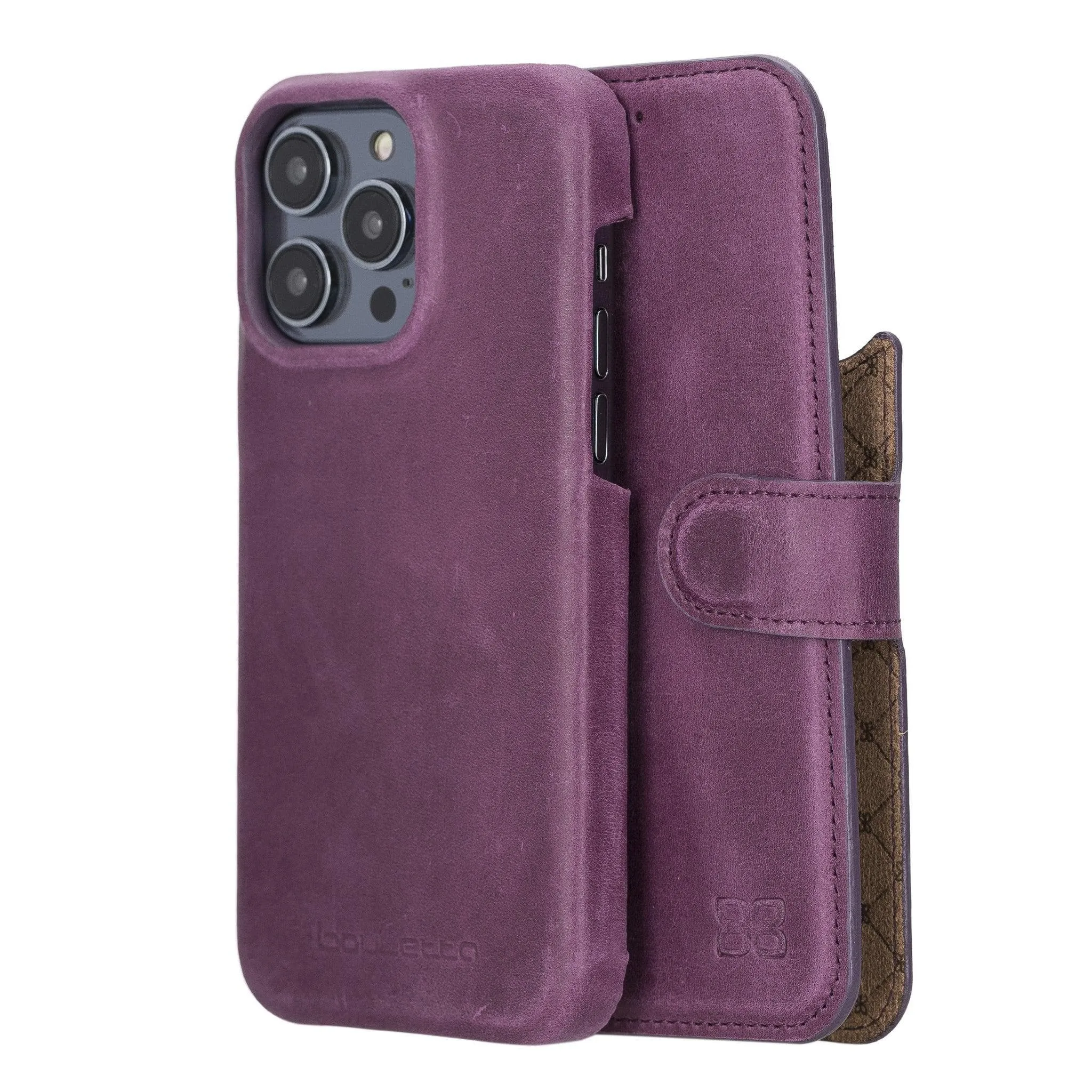 Apple iPhone 14 Series Full Leather Coating Detachable Wallet Case - F360MW