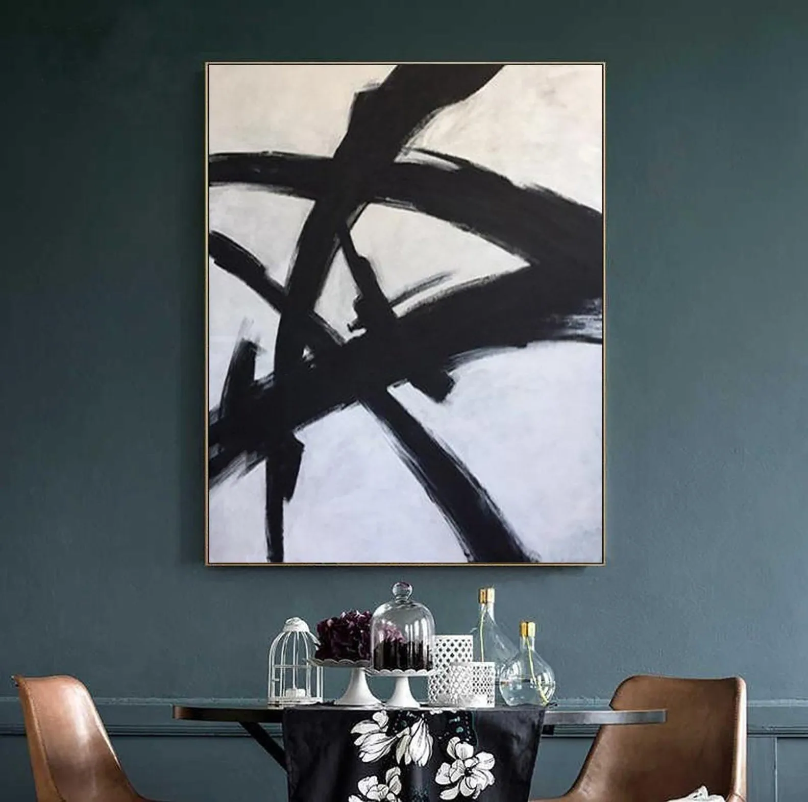 Black And White Painting Minimalist Oil Paintings On Canvas Ap051