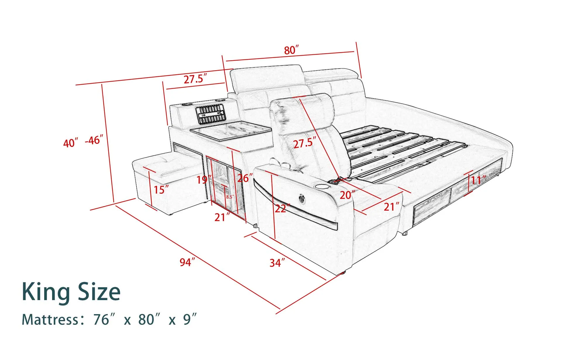 Blue Monica Multifunctional Smart Bed | Futuristic Furniture