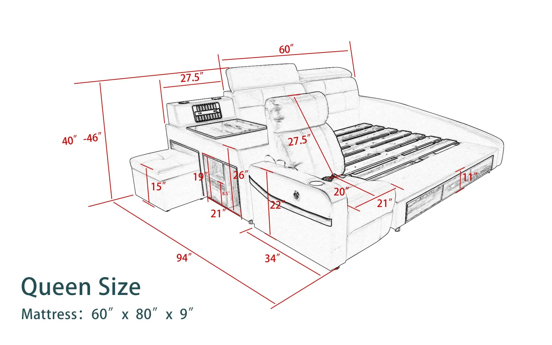 Blue Monica Multifunctional Smart Bed | Futuristic Furniture