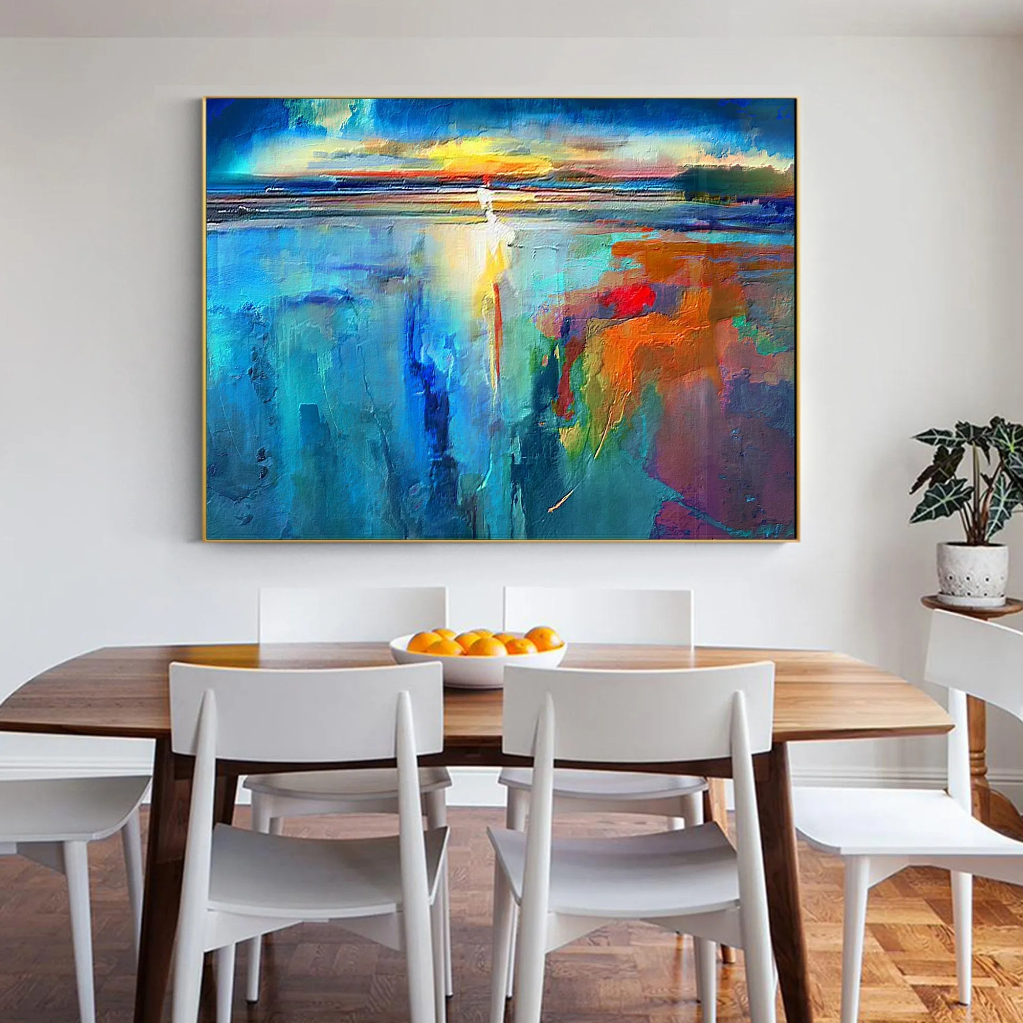 Blue Sea Abstract Painting Sunset Painting Landscape Op018