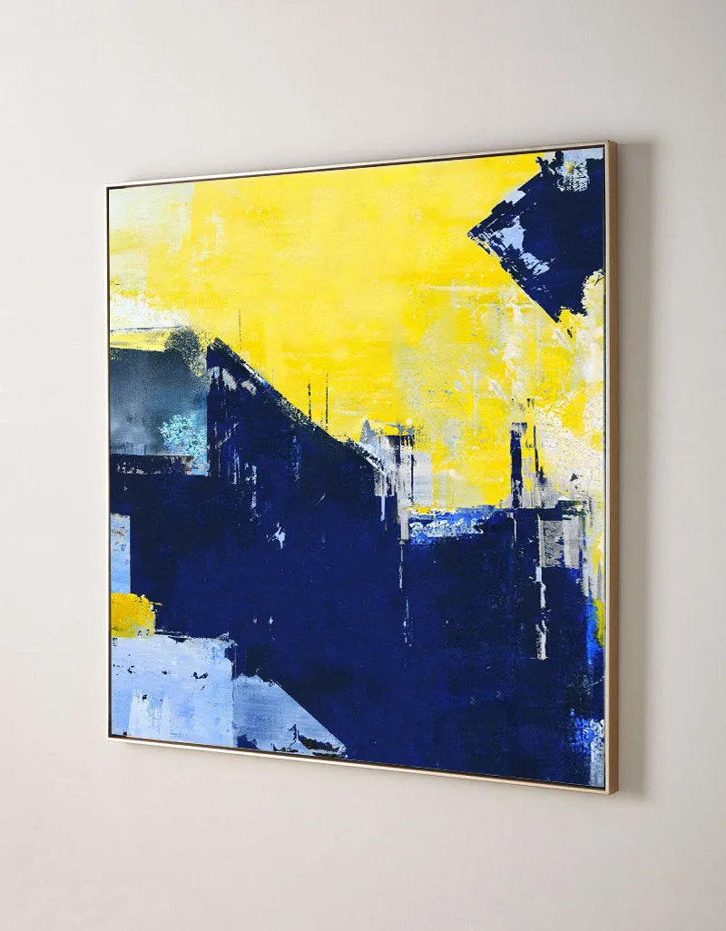 Blue Yellow Abstract Painting Large Canvas Art Work Np045