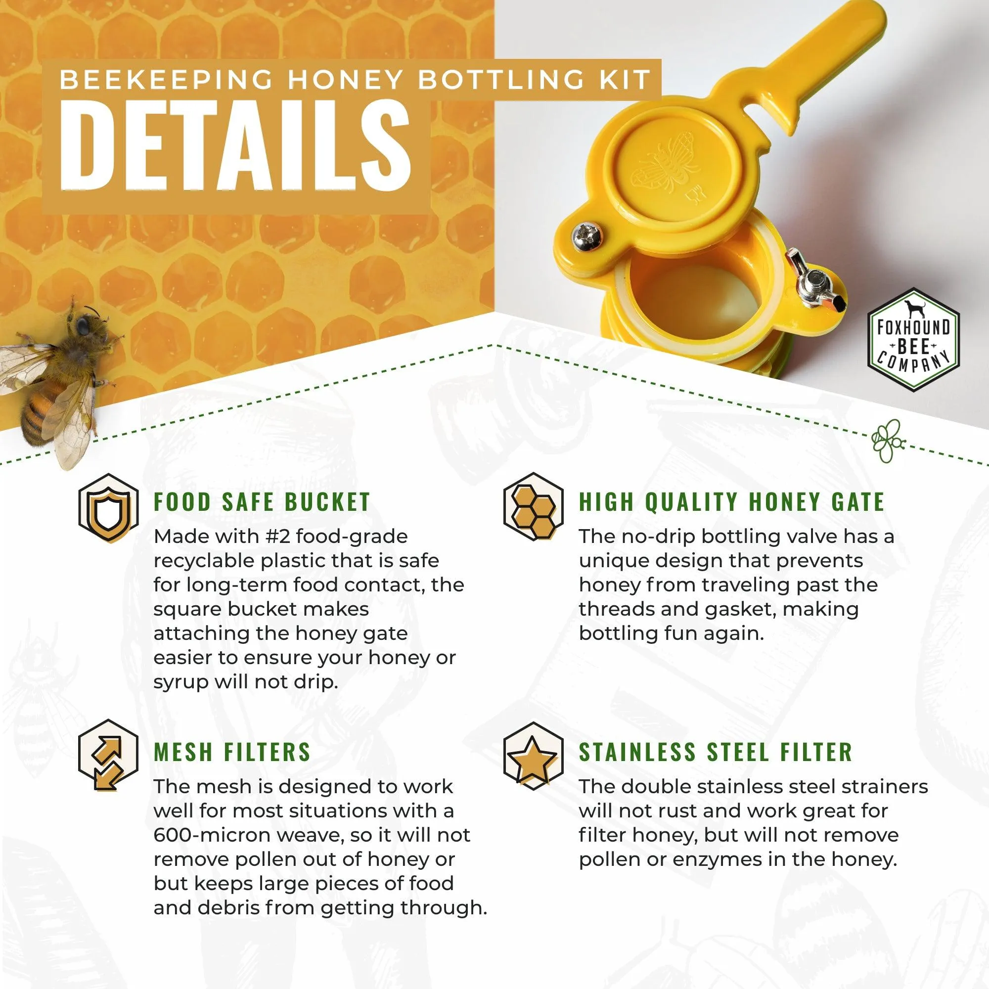 Bottling Bucket Kit with Honey Gate and Strainers