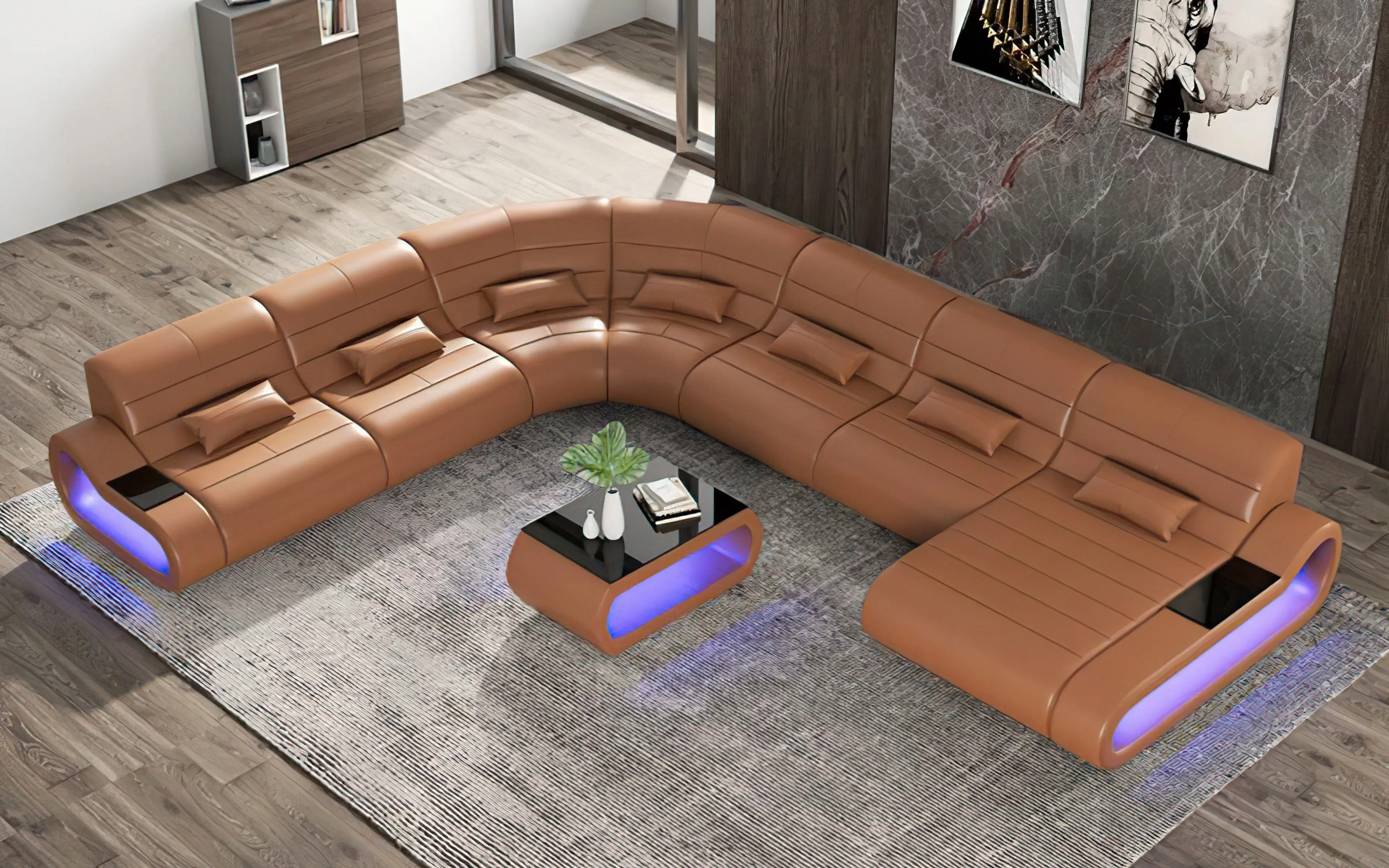 Catina XL Leather Sectional with LED Light