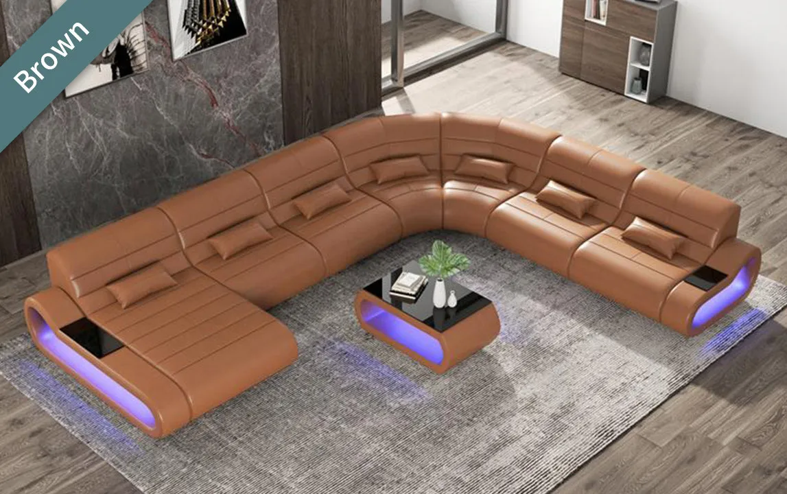 Catina XL Leather Sectional with LED Light