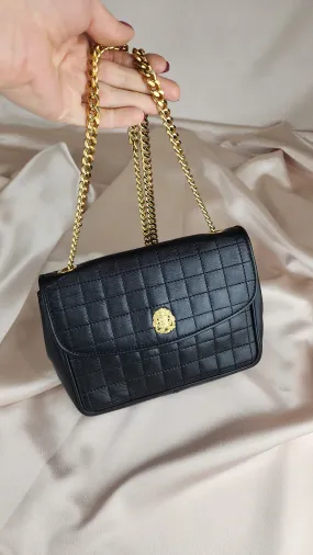 Celine Black Leather Quilted Chain Bag