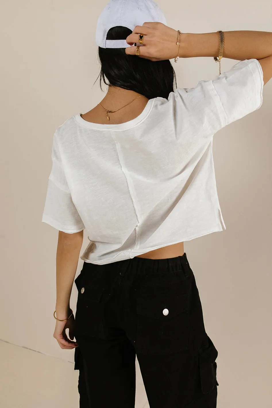 Celine Cropped T-Shirt in Off White - FINAL SALE