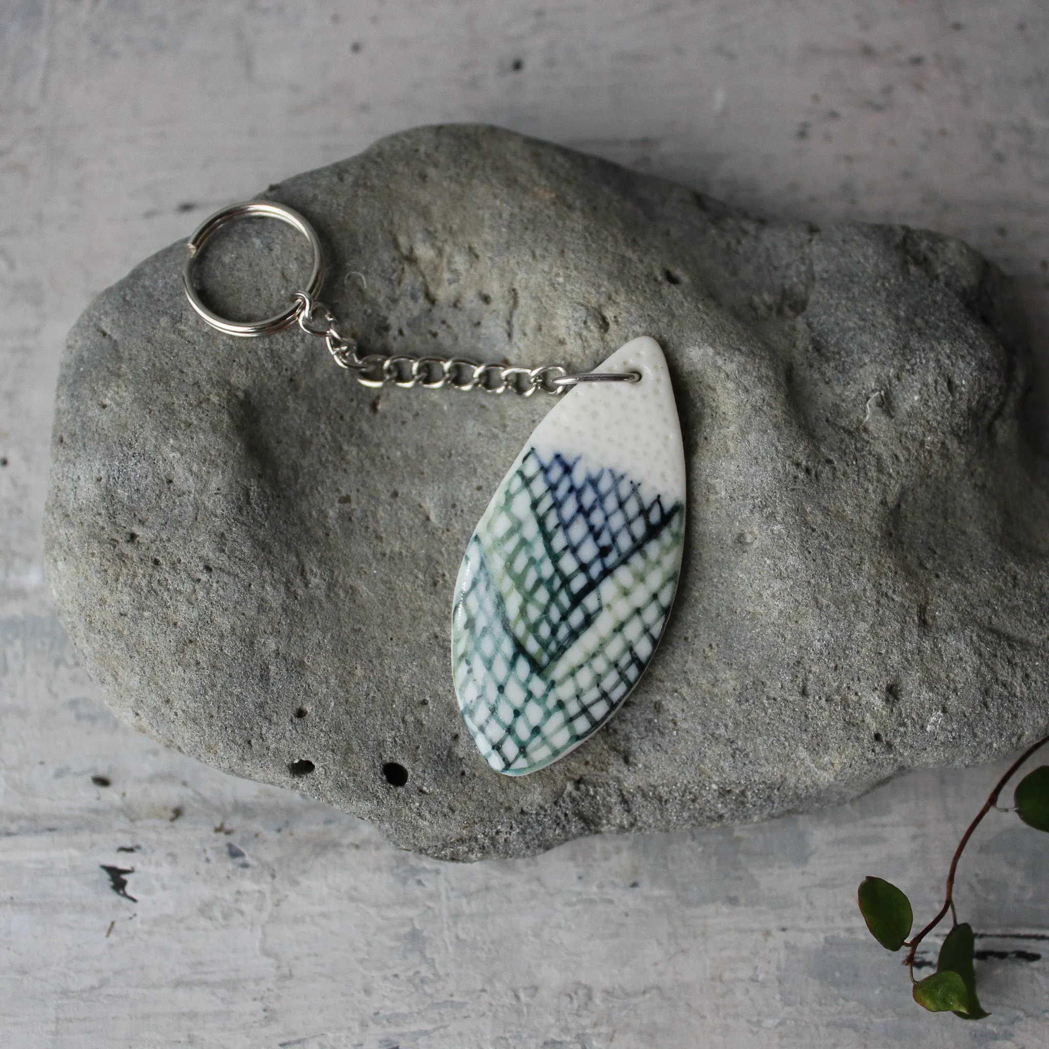 Ceramic Keychains / Bag tags by Katherine Wheeler