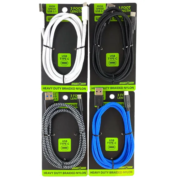 Charging Cable USB to USB-C 3 FT- 4 Pieces Per Pack 22445