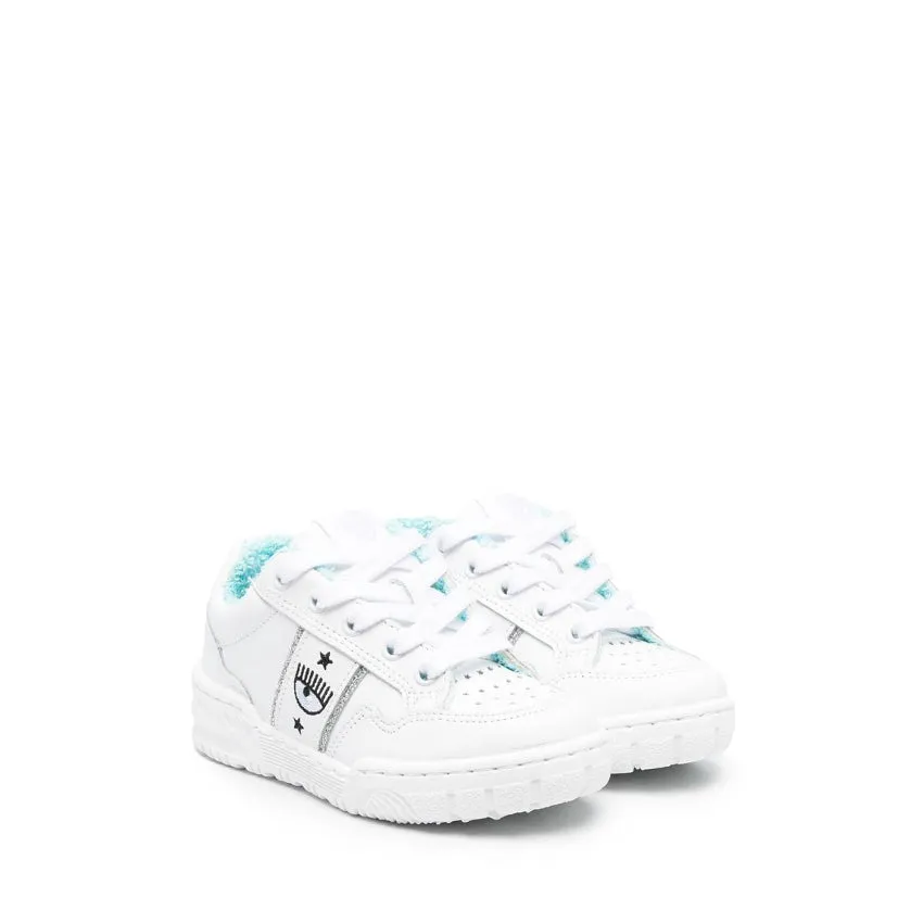 CHIARA FERRAGNI SNEAKERS CFB151 LOW BIANCO-CELESTE