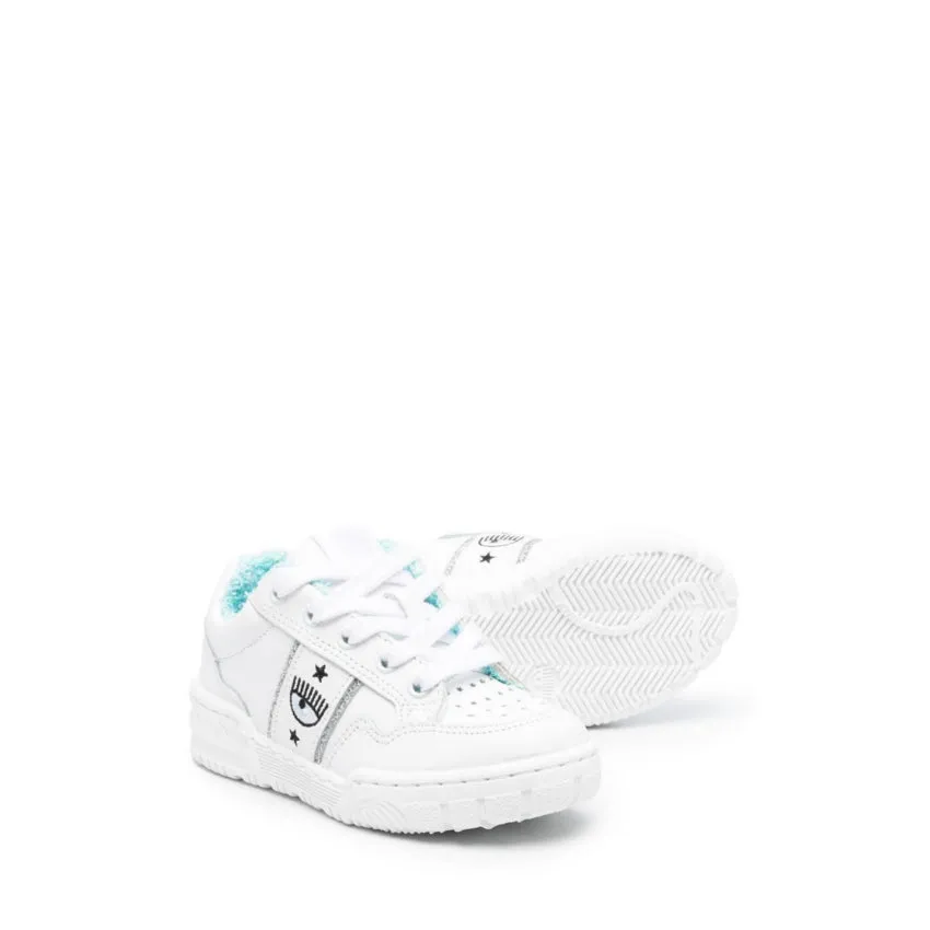 CHIARA FERRAGNI SNEAKERS CFB151 LOW BIANCO-CELESTE