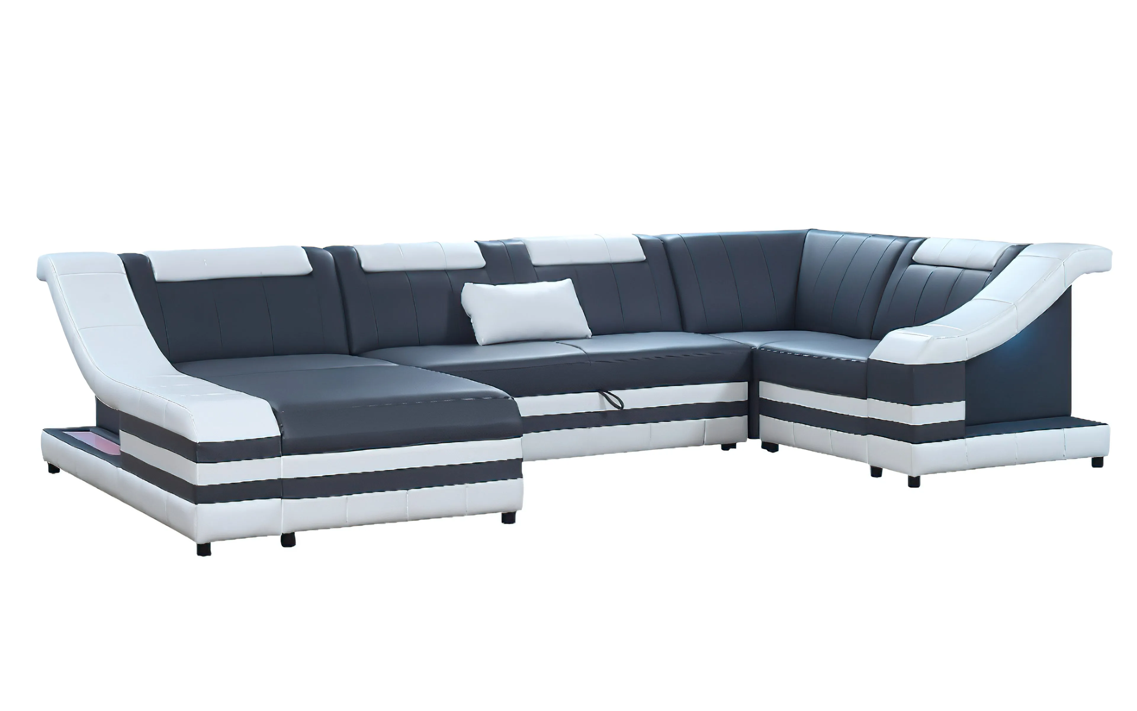 Comet Modern Leather Sectional with LED Light