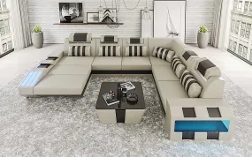 Cosmo Modern Leather Sectional with LED