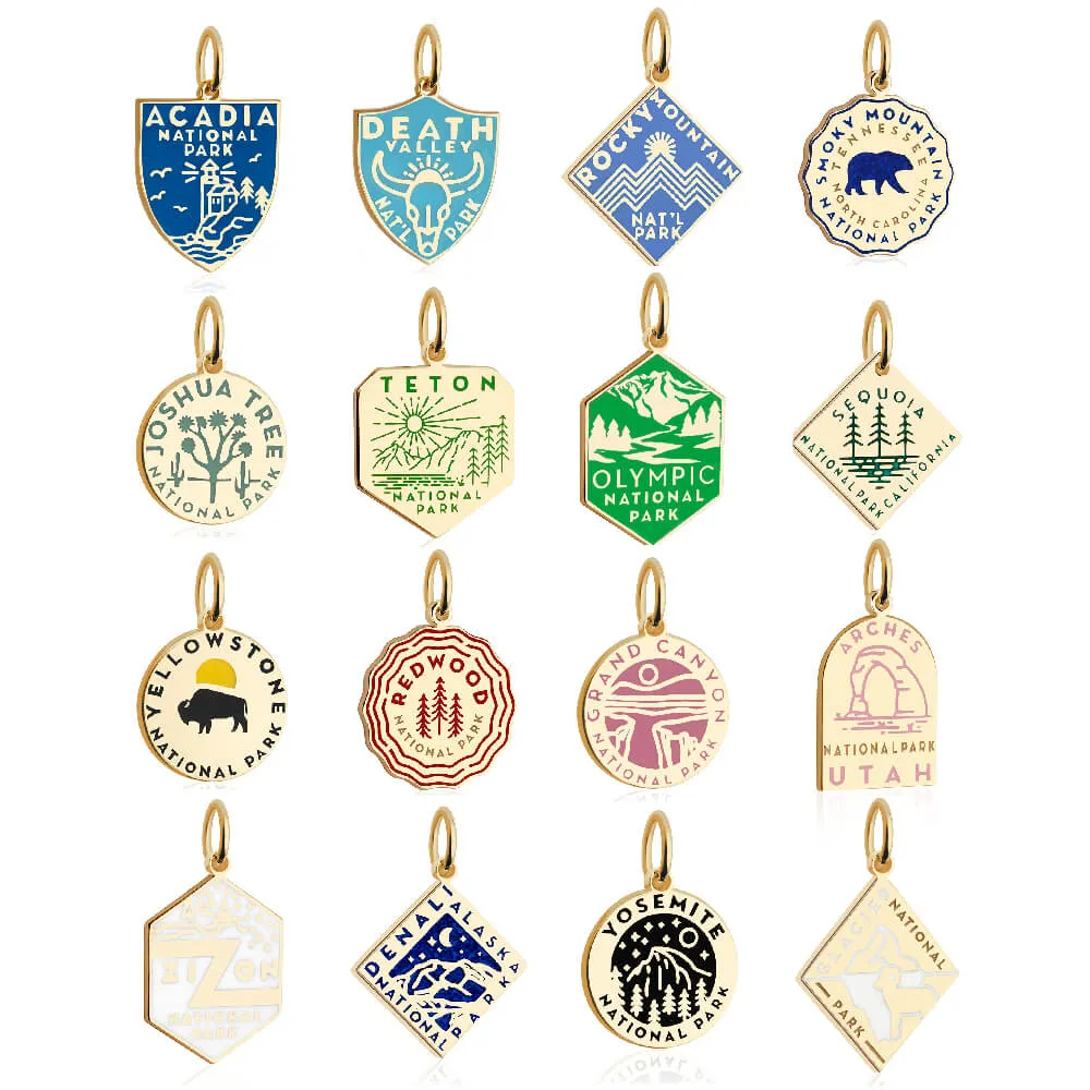 Death Valley National Park Charm, Solid Gold Enamel