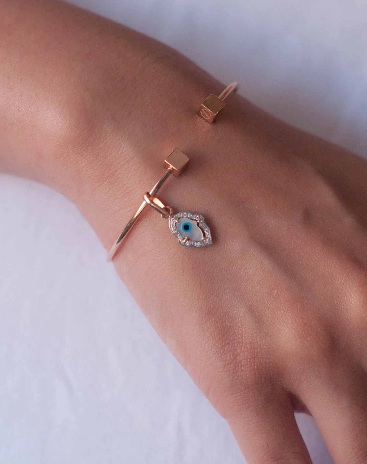 Evil Eye Charm - Hamsa Hand with Diamonds Small