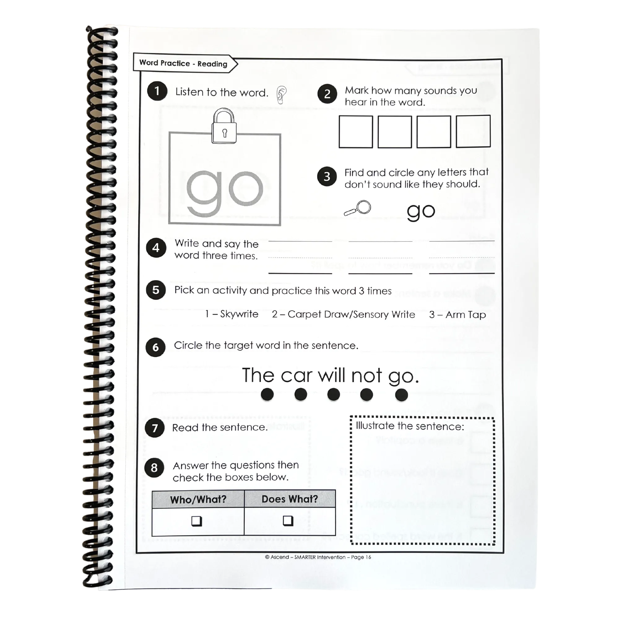 Foundations Lock Word Activities Workbook