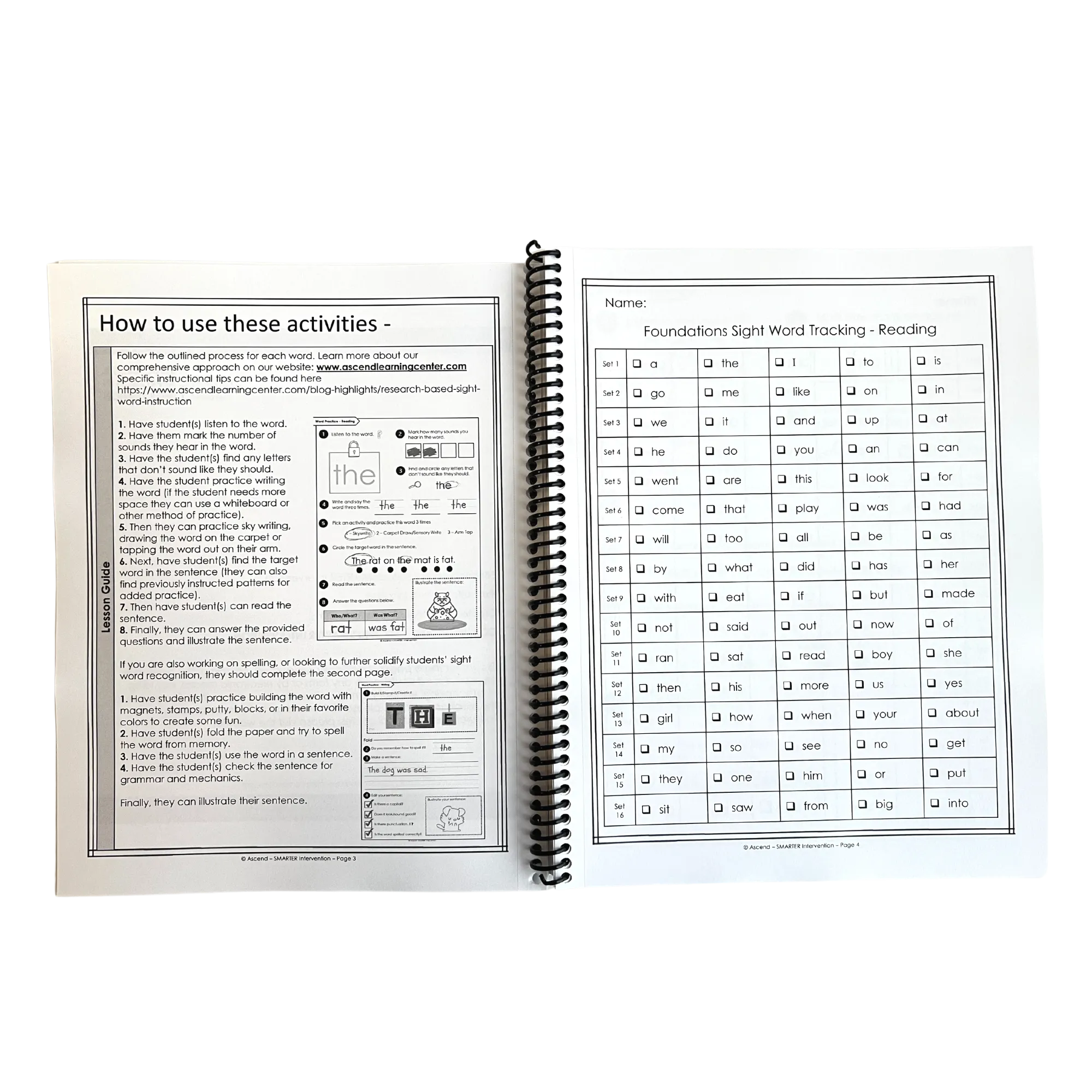 Foundations Lock Word Activities Workbook