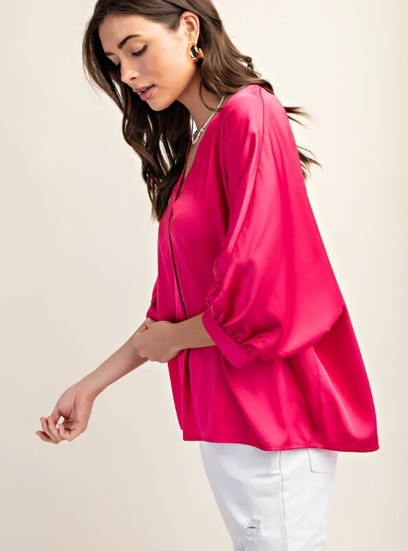 Fuchsia Satin Top