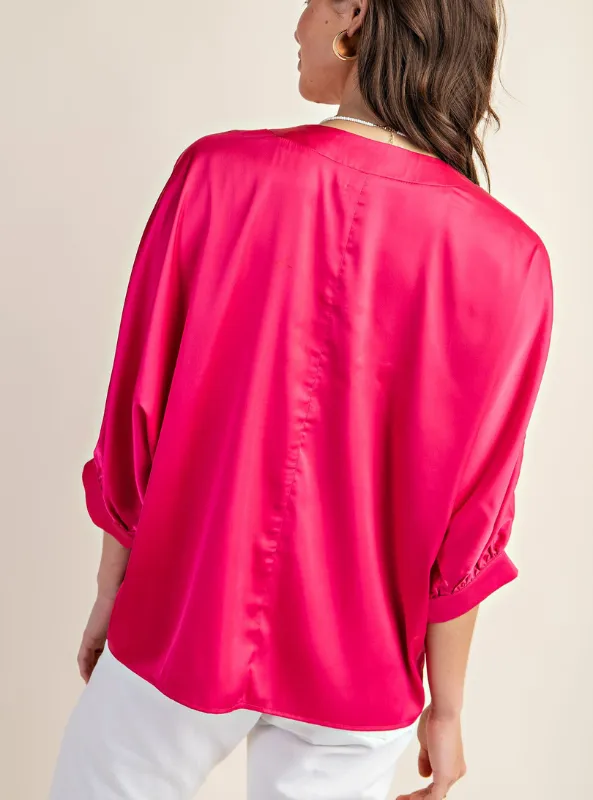 Fuchsia Satin Top