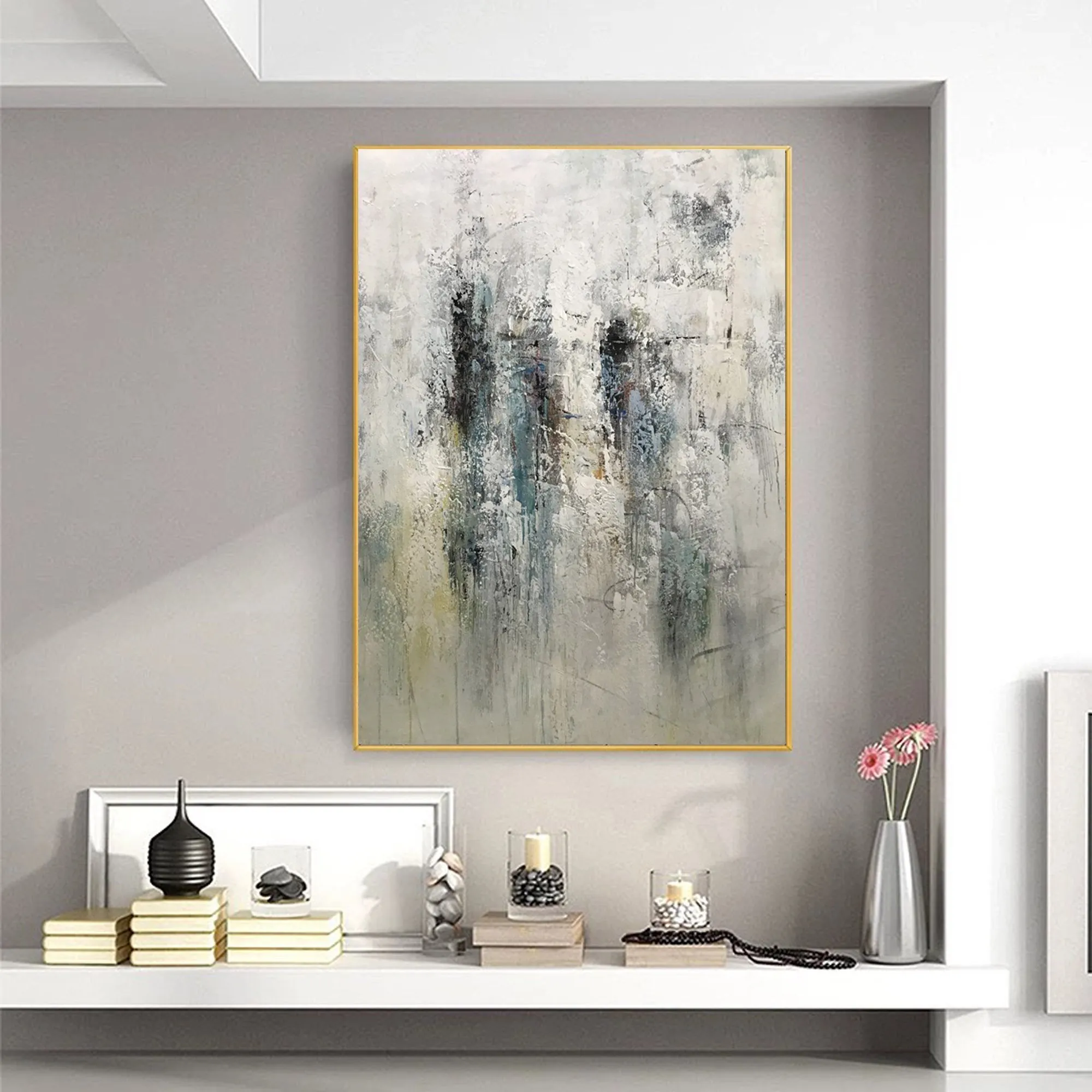 Gray GreenLiving Room Painting Large Abstract Canvas Art Cp034