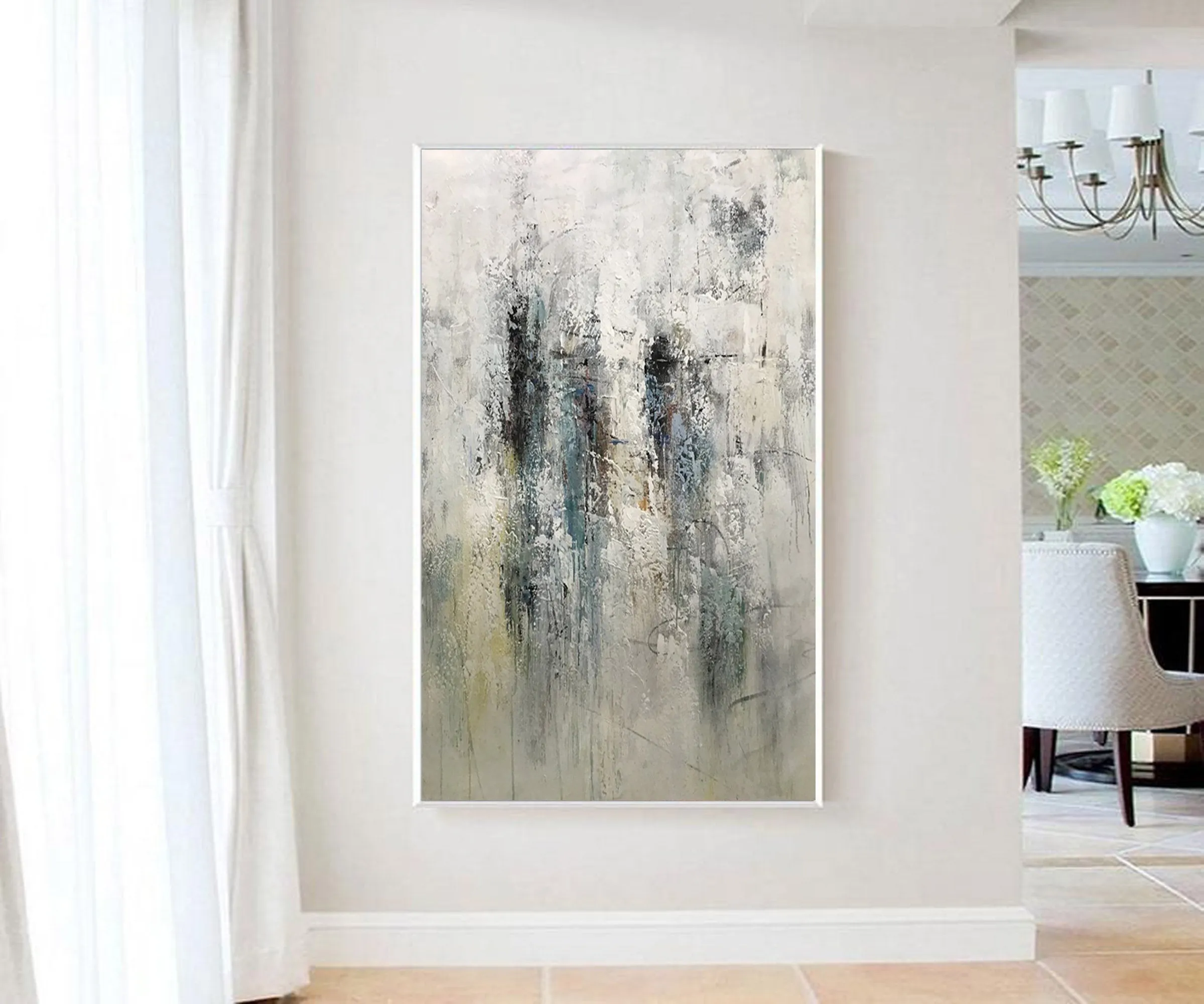 Gray GreenLiving Room Painting Large Abstract Canvas Art Cp034