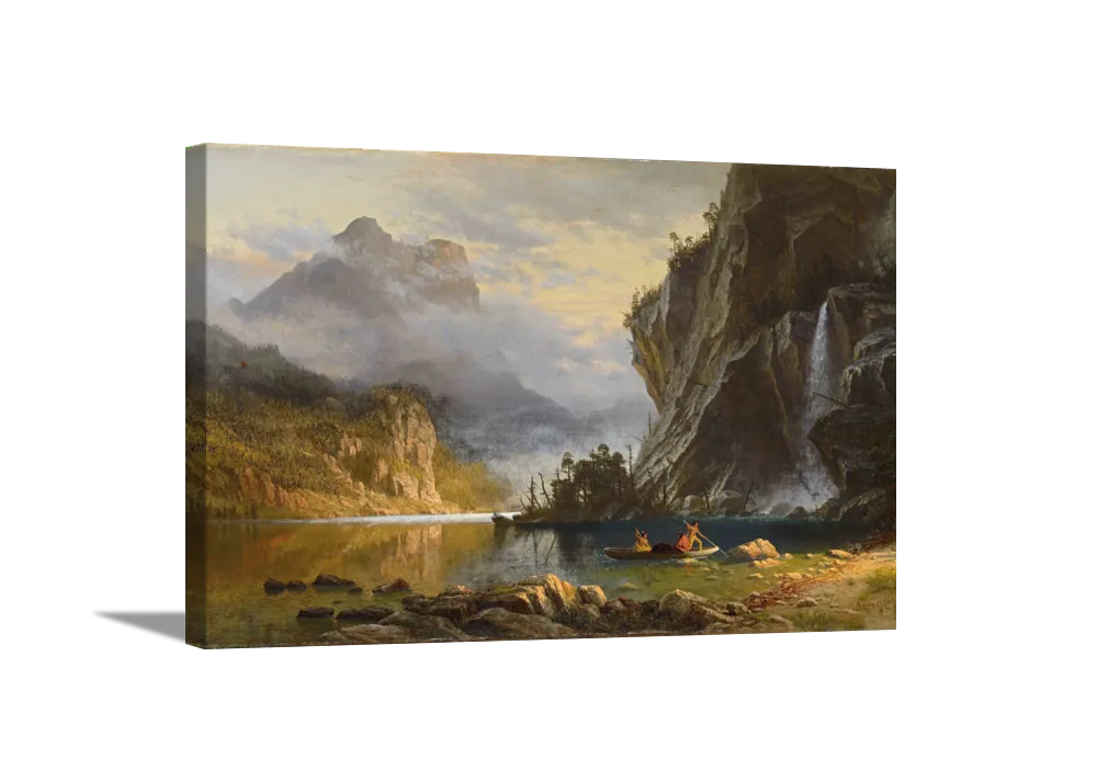 Indians Spear Fishing | Albert Bierstadt Masters Classic Art in Gallery Wrapped Canvas | Various Sizes