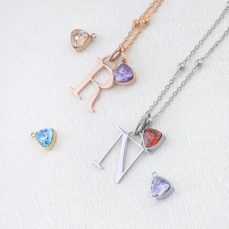 Initial & Birthstone Droplet Necklace