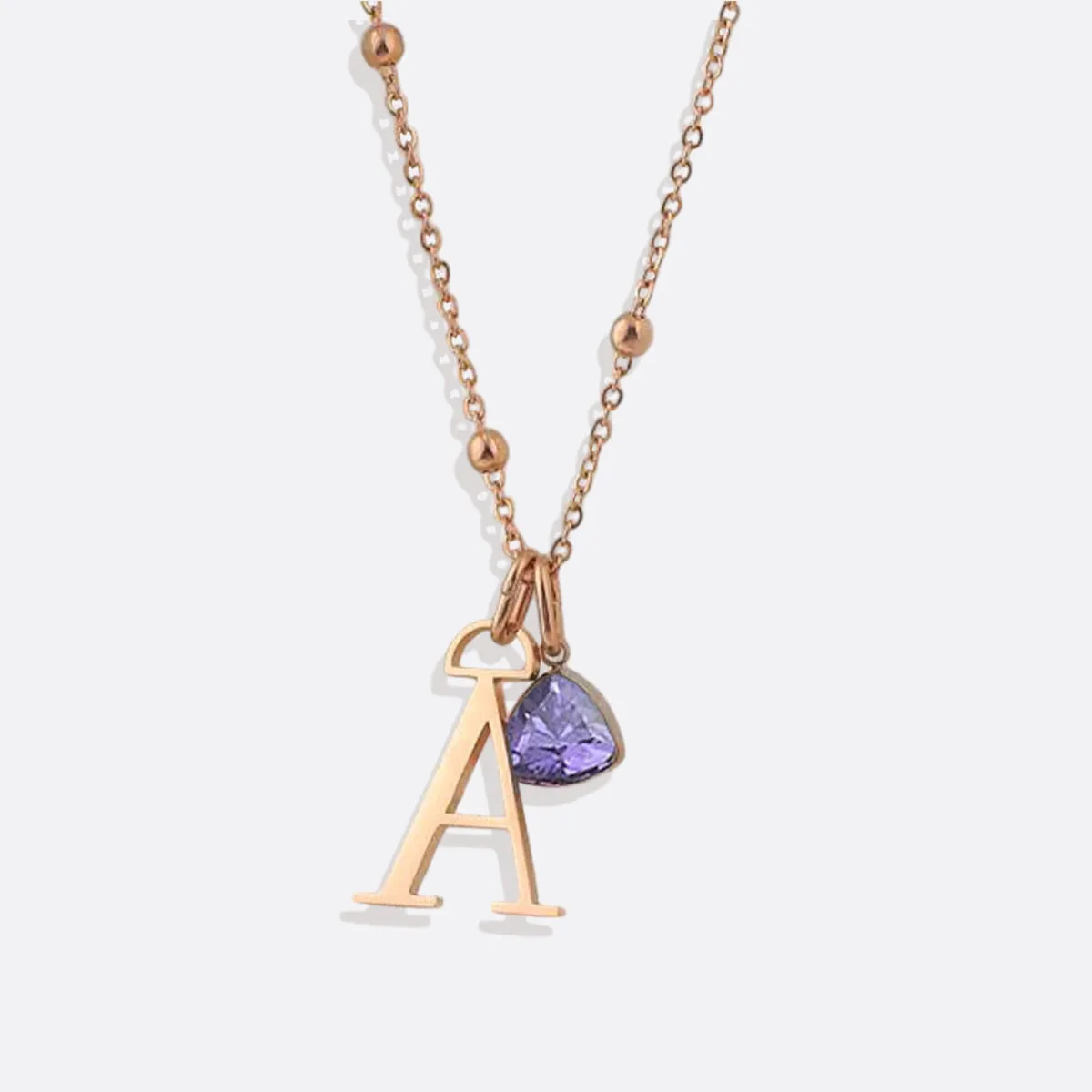 Initial & Birthstone Droplet Necklace