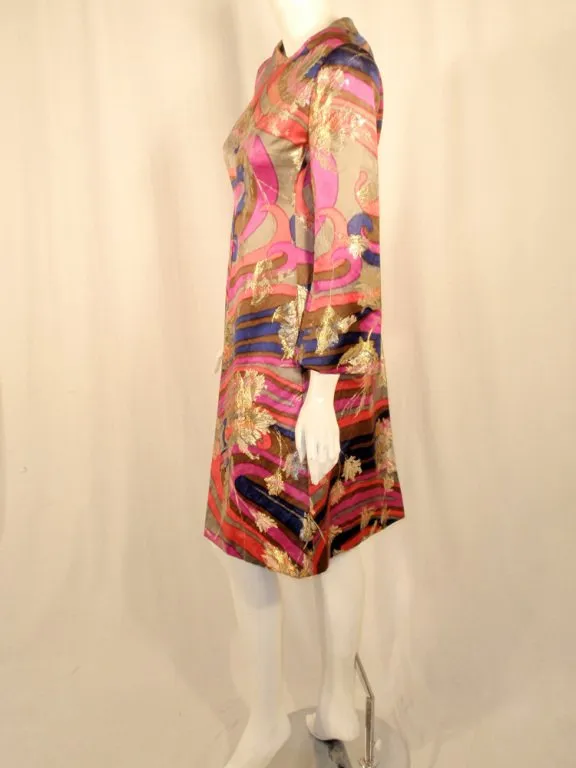 JAMES GALANOS 1960s for Amelia Grey Lurex Brocade Satin Dress