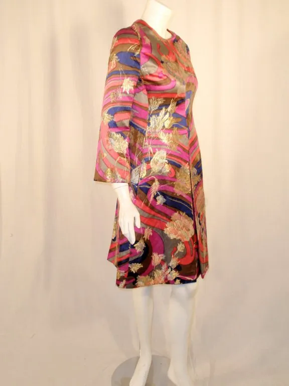 JAMES GALANOS 1960s for Amelia Grey Lurex Brocade Satin Dress