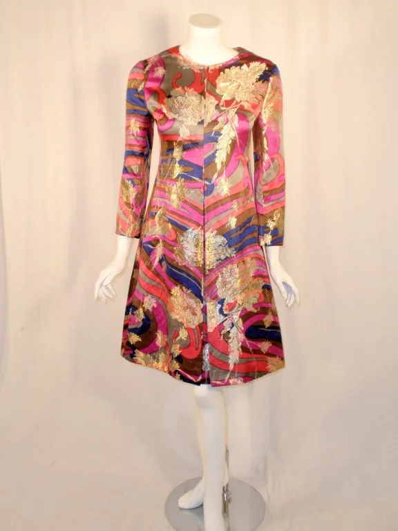 JAMES GALANOS 1960s for Amelia Grey Lurex Brocade Satin Dress