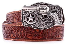 Justin® Kids' Lil Trigger Tooled Leather Belt