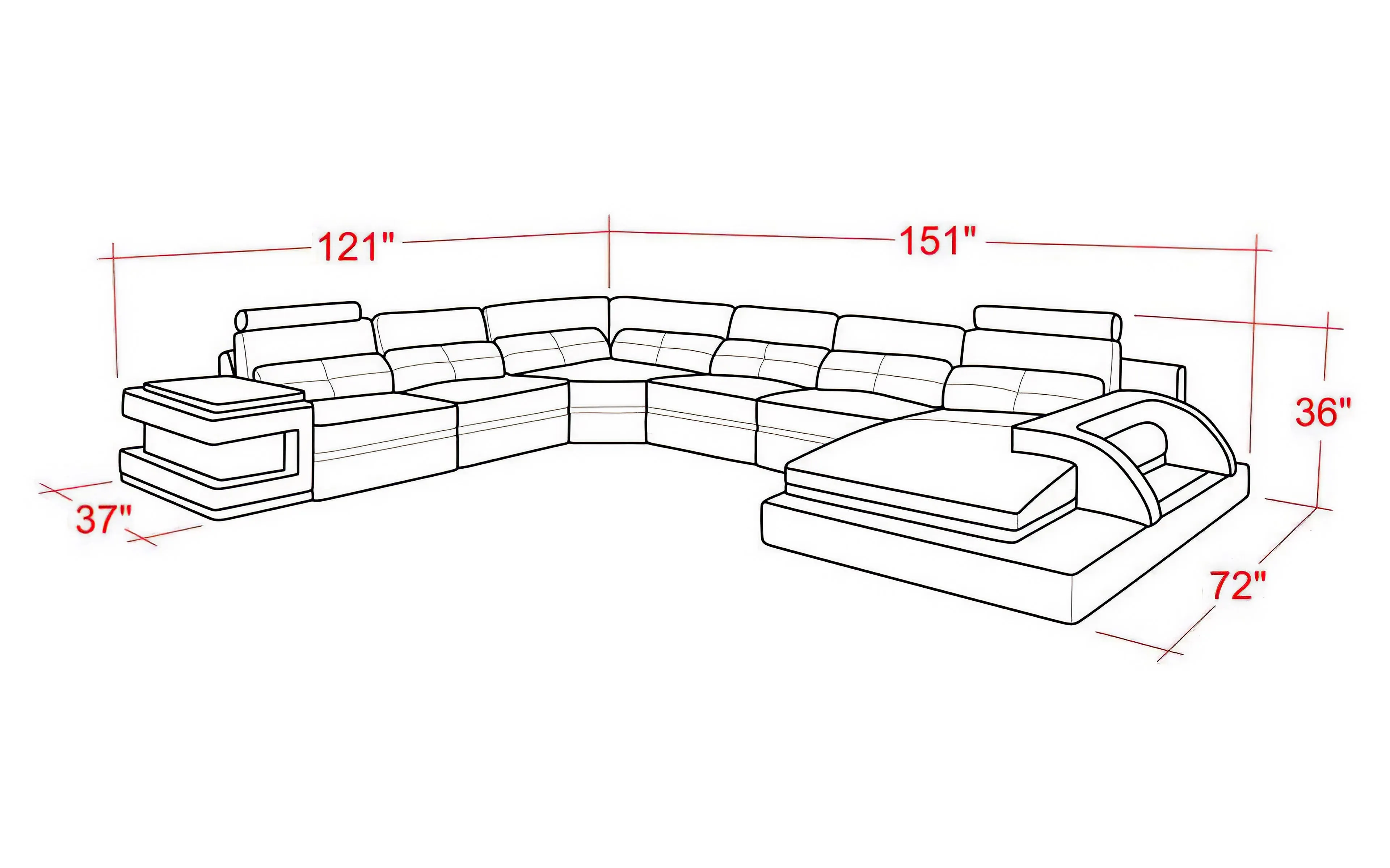 Kehlani Leather Sectional with LED Lights