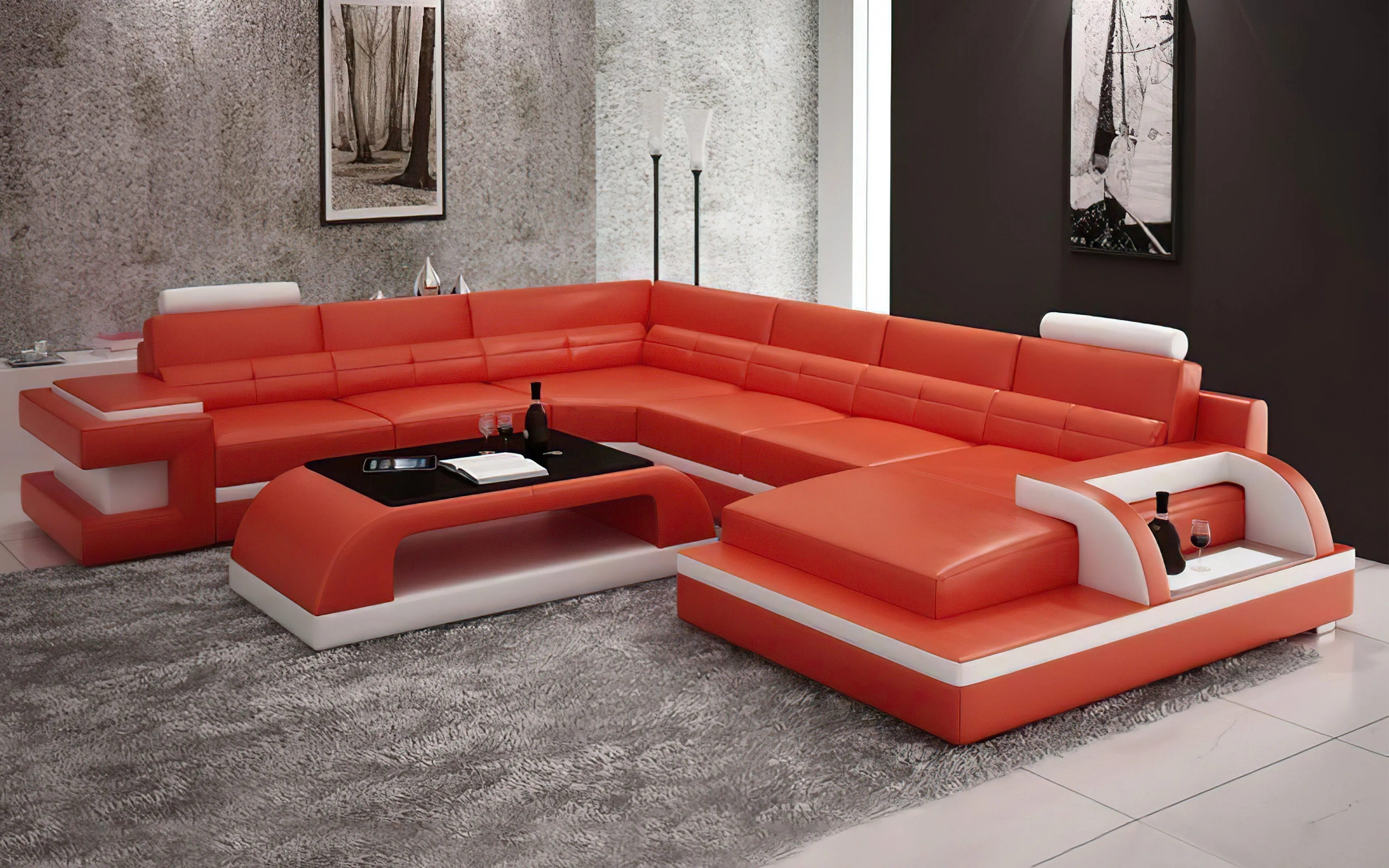 Kehlani Leather Sectional with LED Lights