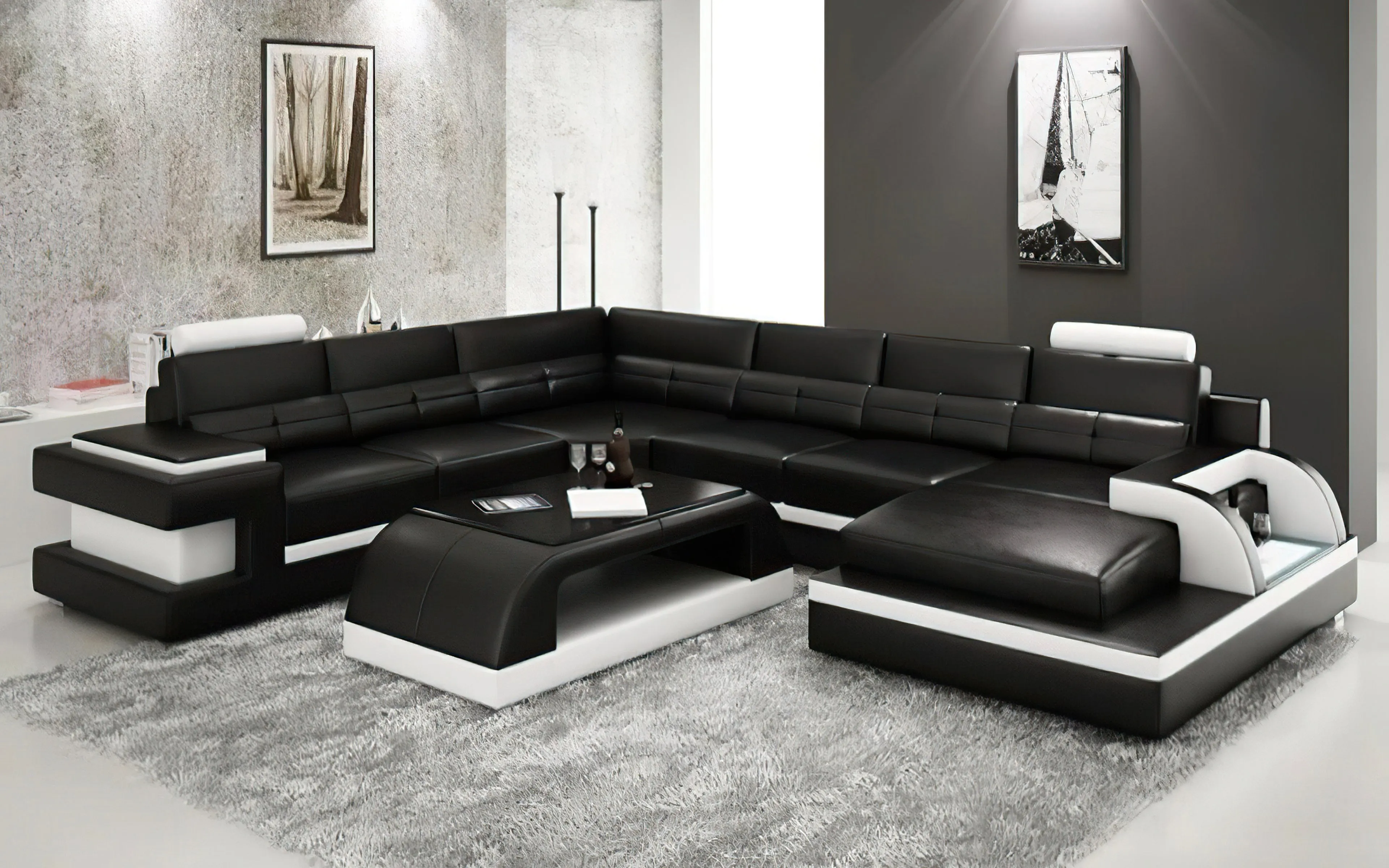 Kehlani Leather Sectional with LED Lights