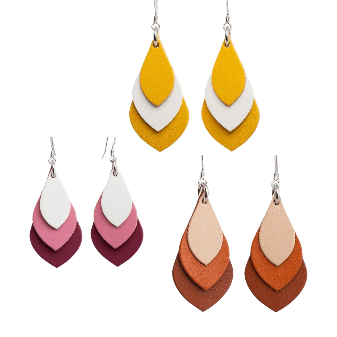 KI & Co - Leather Tear Drop Earrings Various