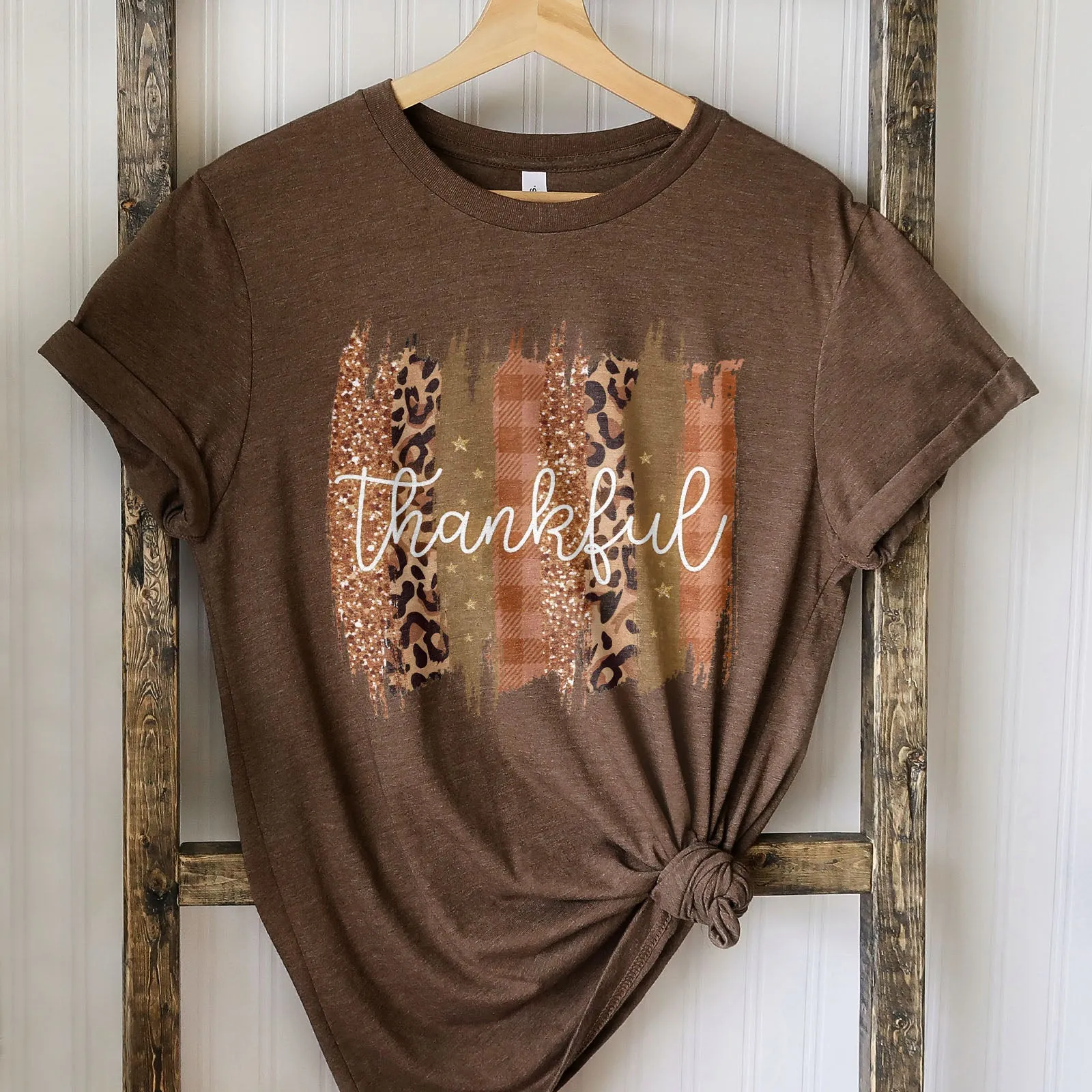 Leopard & Glitter Thankful Tee