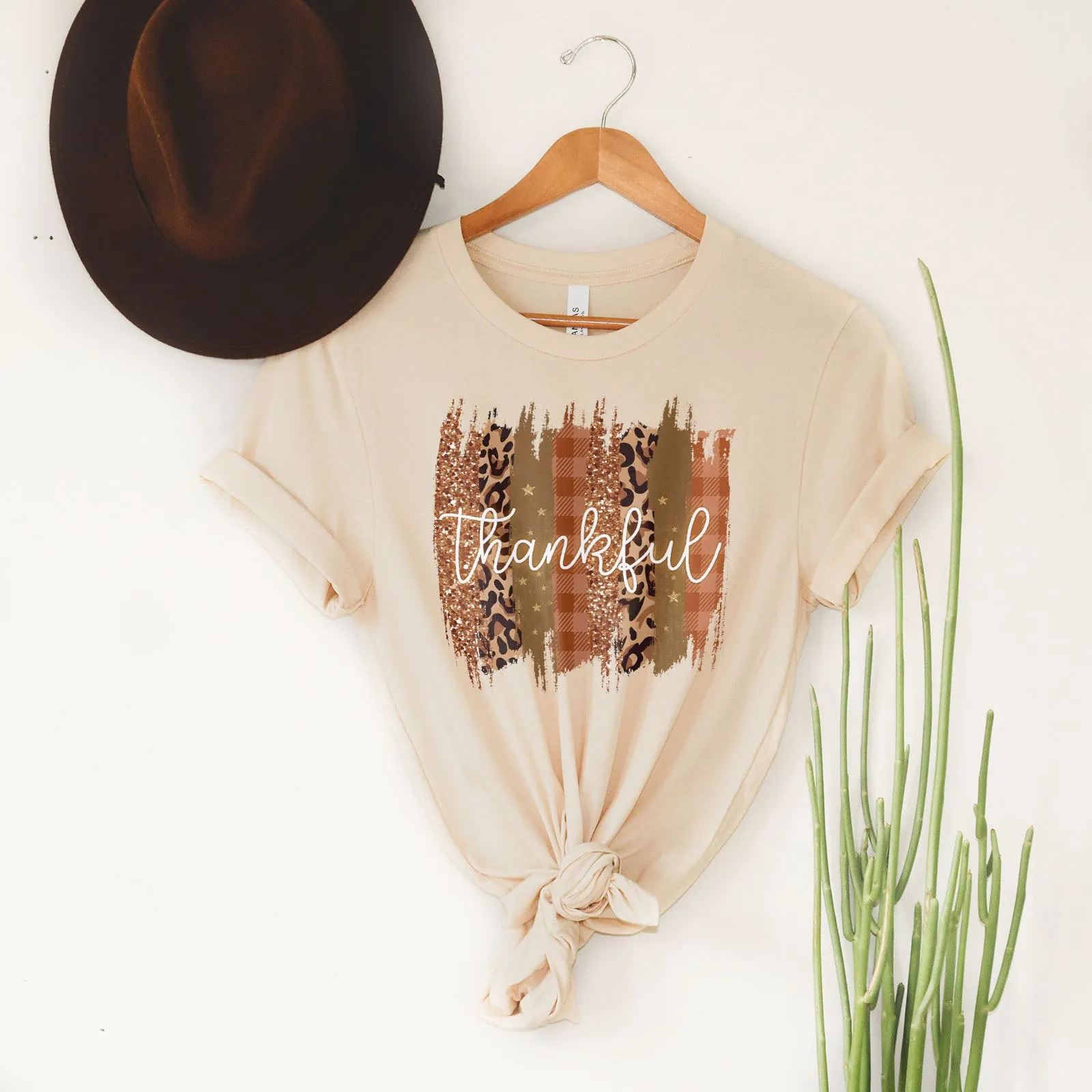 Leopard & Glitter Thankful Tee