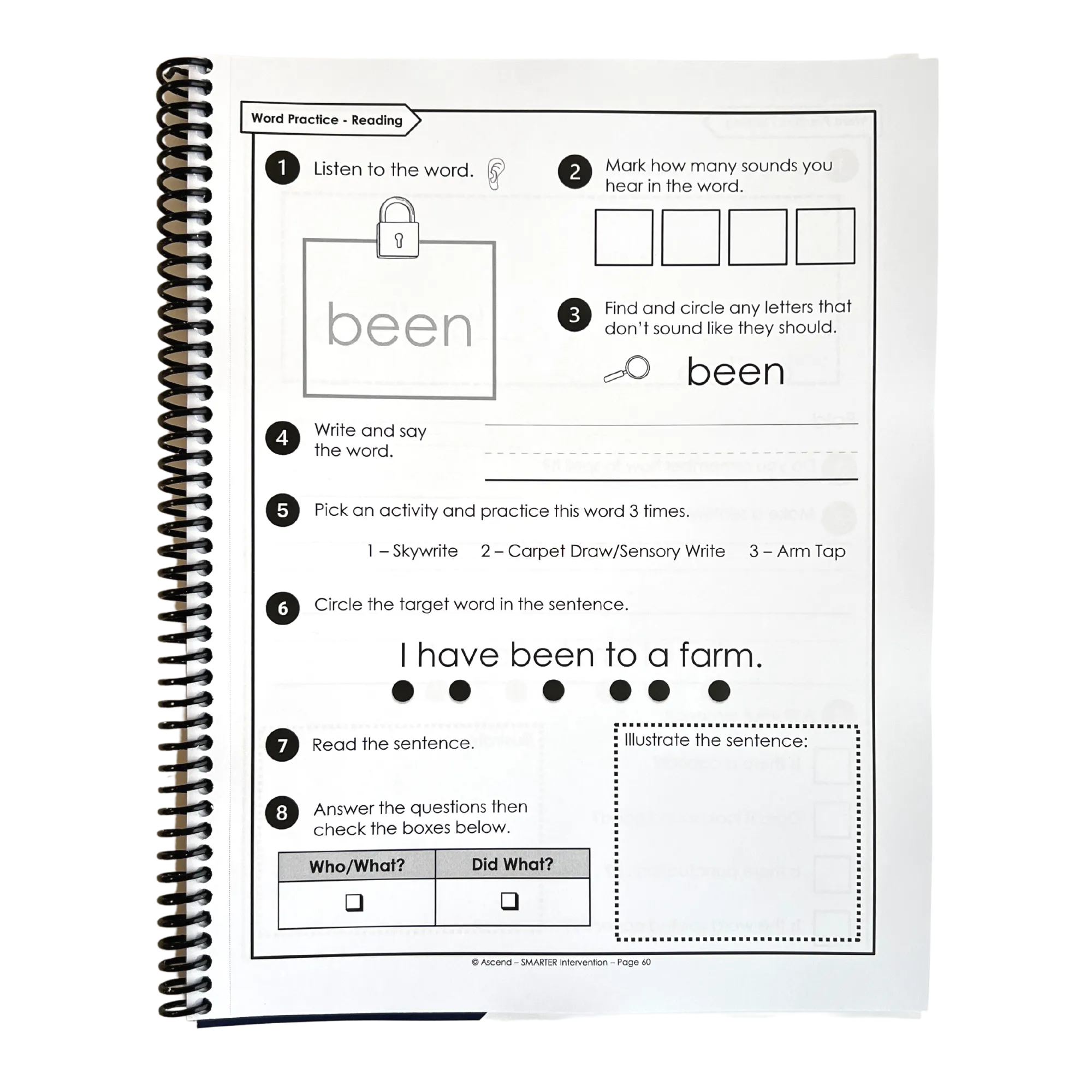 Level 1 Lock Word Activities Workbook