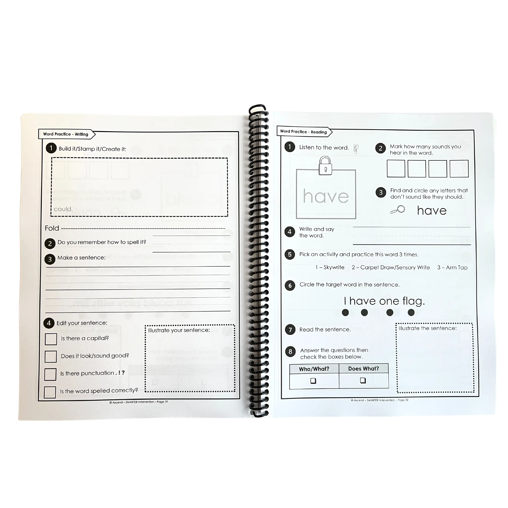 Level 1 Lock Word Activities Workbook