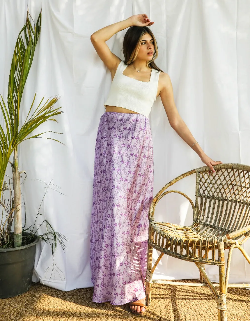 Lilium Satin Skirt Lilac