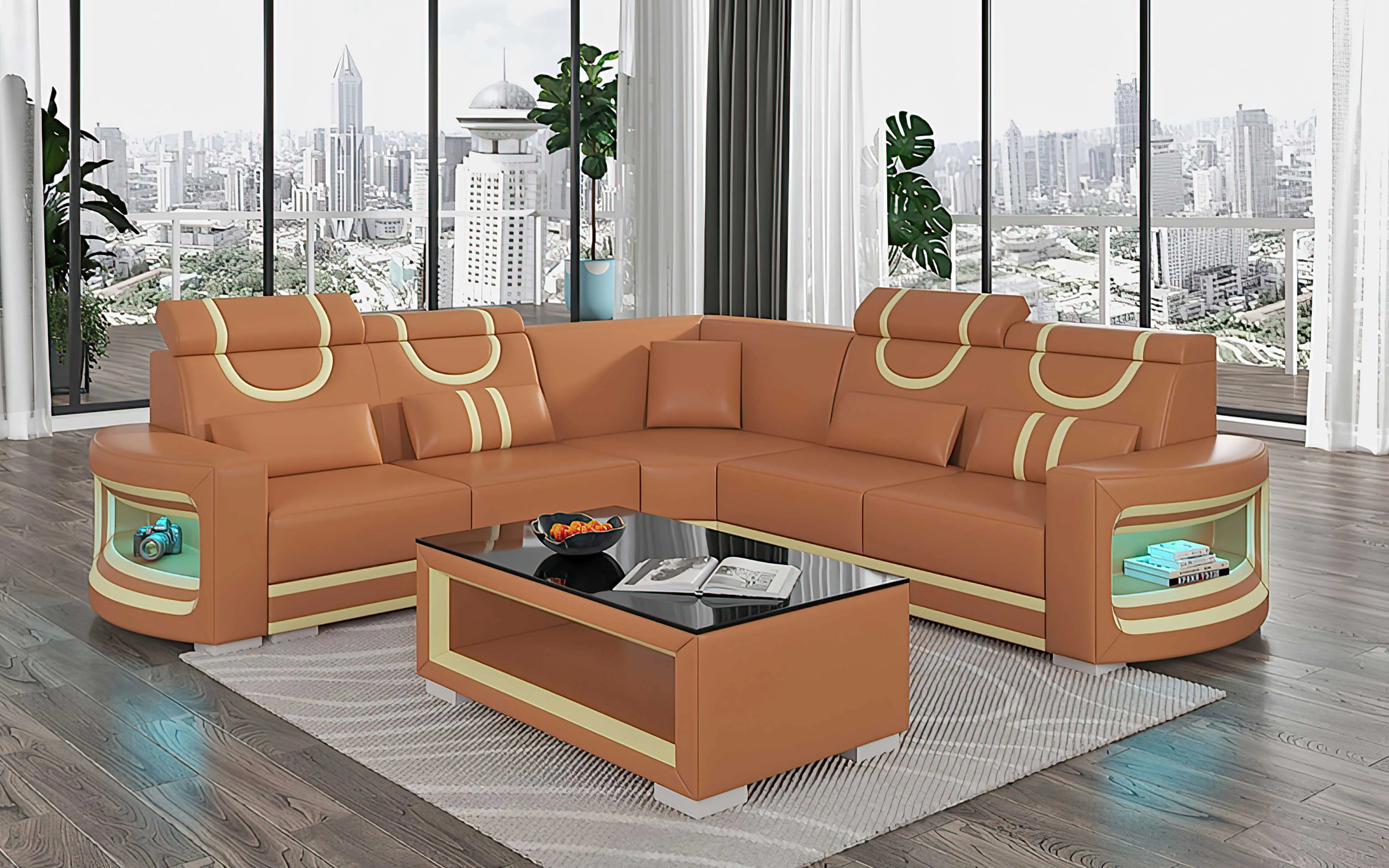 Luca Modern Corner Sectional with LED Light