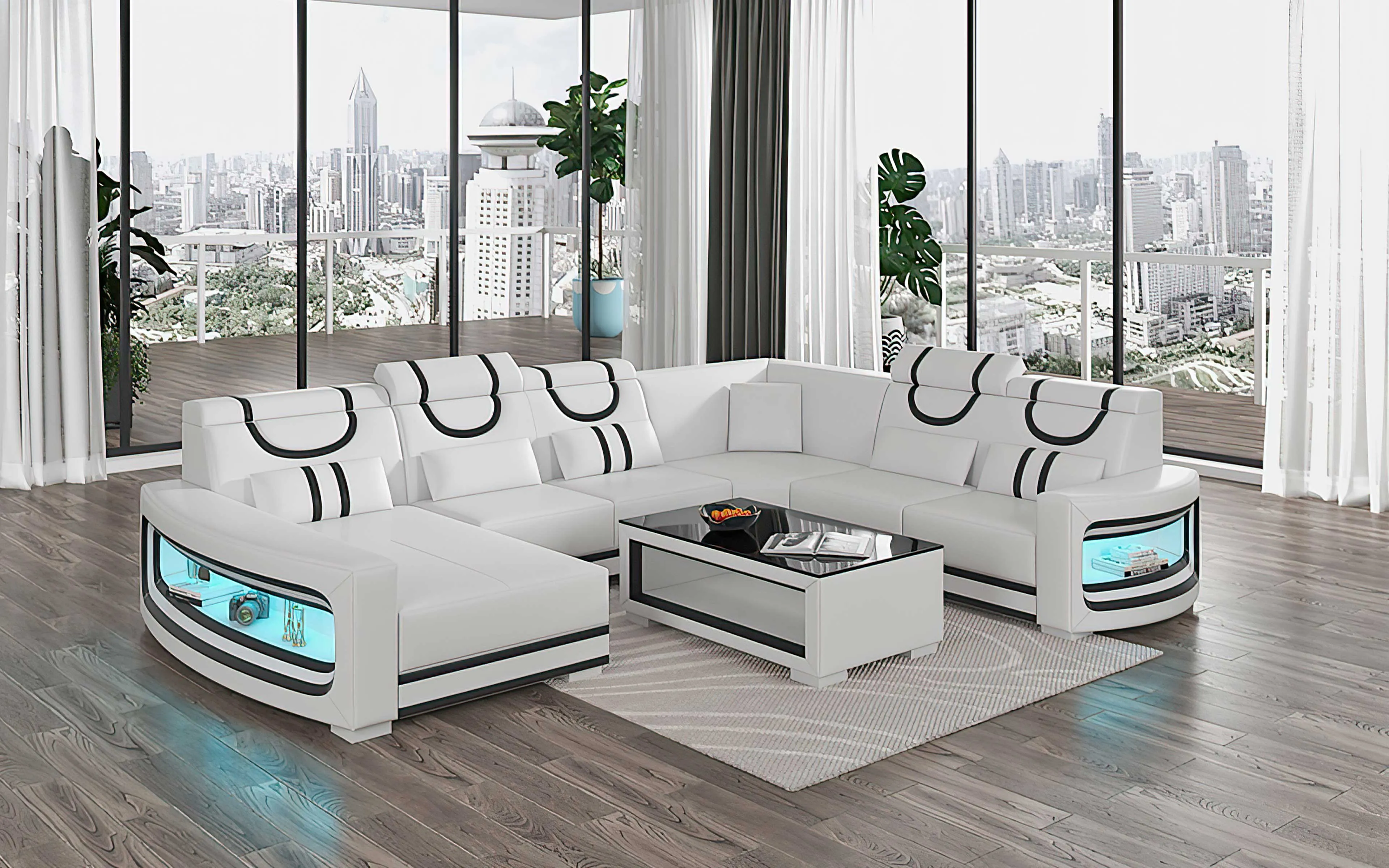 Luca Modern U Shape Sectional with LED Light