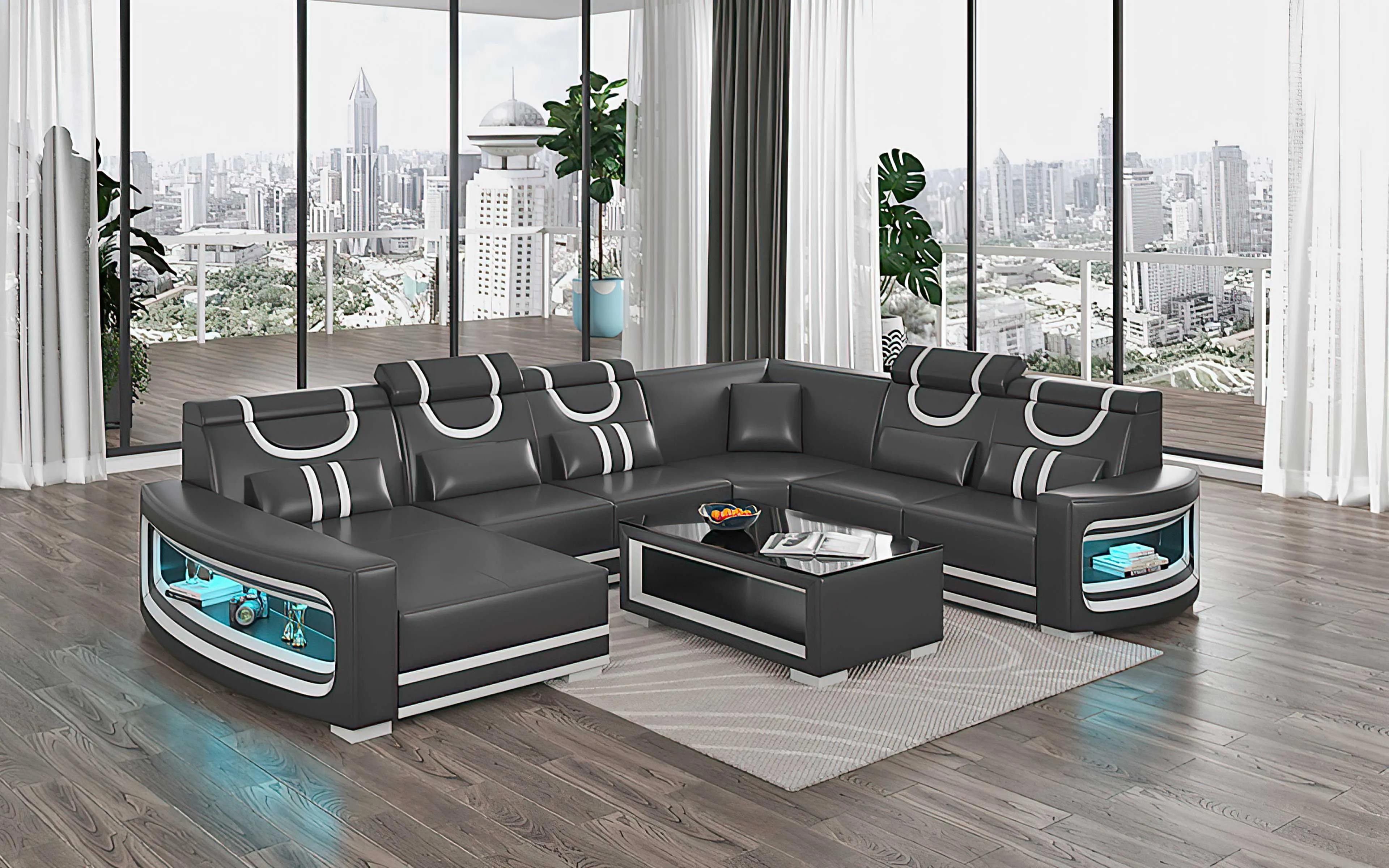 Luca Modern U Shape Sectional with LED Light