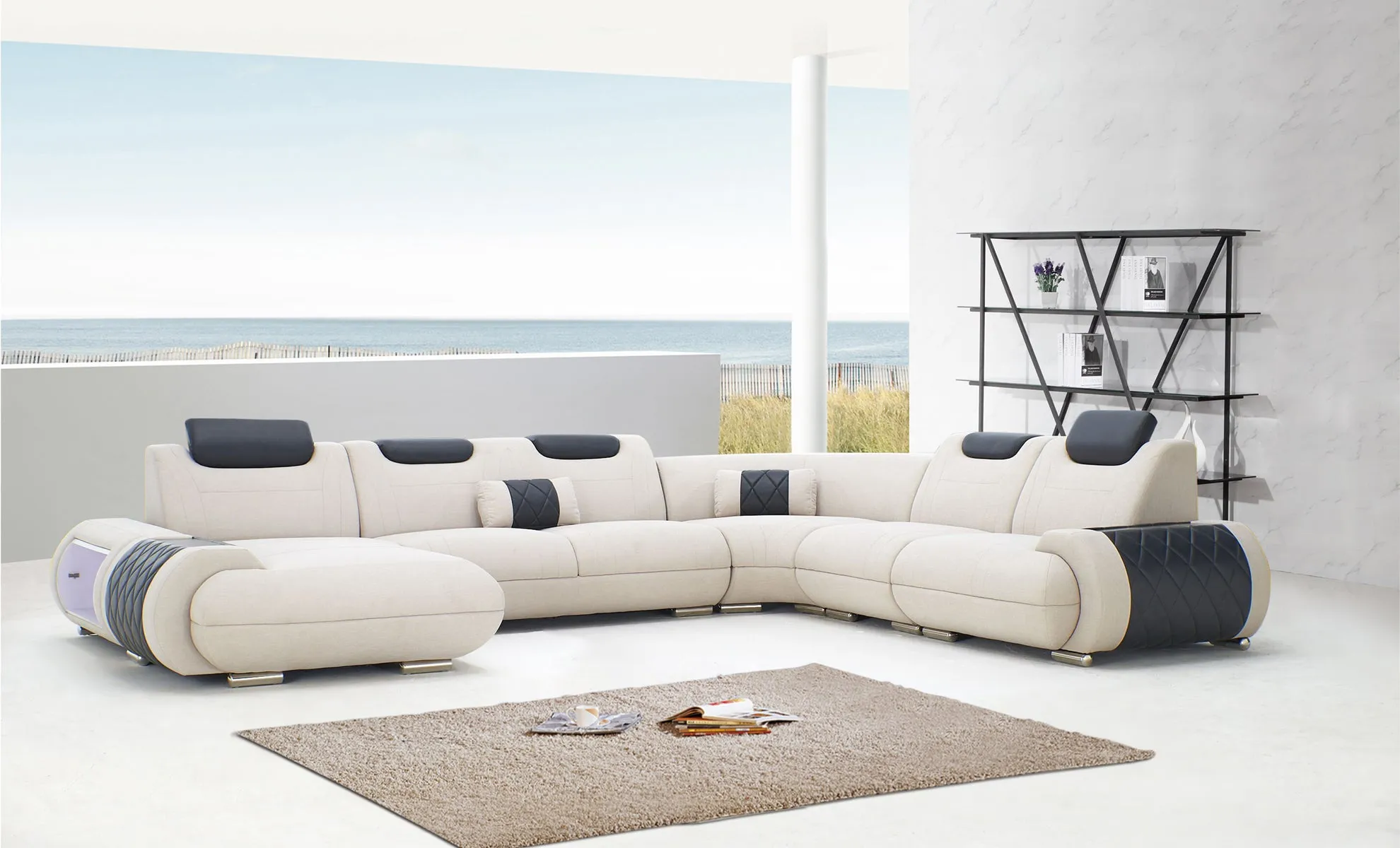 Melanee Modern Sectional with Adjustable Headrest